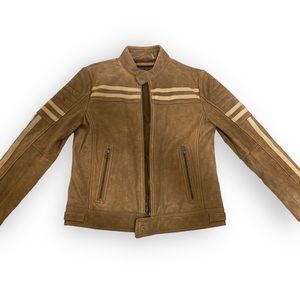 BRAND NEW TAN LEATHER WILSONS CYCLE MOTORCYCLE JACKET SIZE MENS M